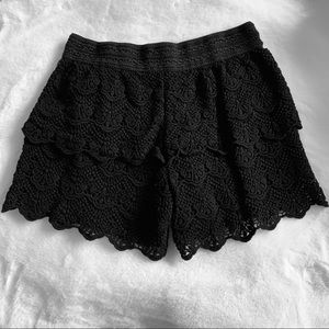 Justice Girl’s Black Crochet Tiered Shorts Size 12